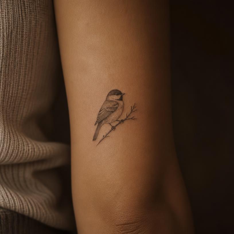 Micro realism bird tattoo