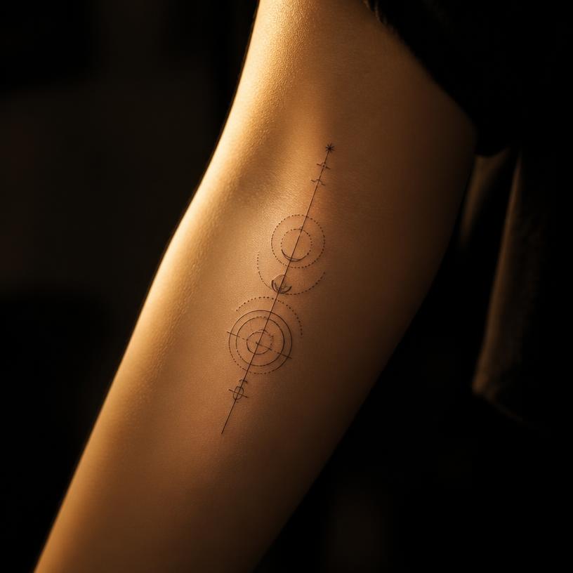 Fine line geometric tattoo
