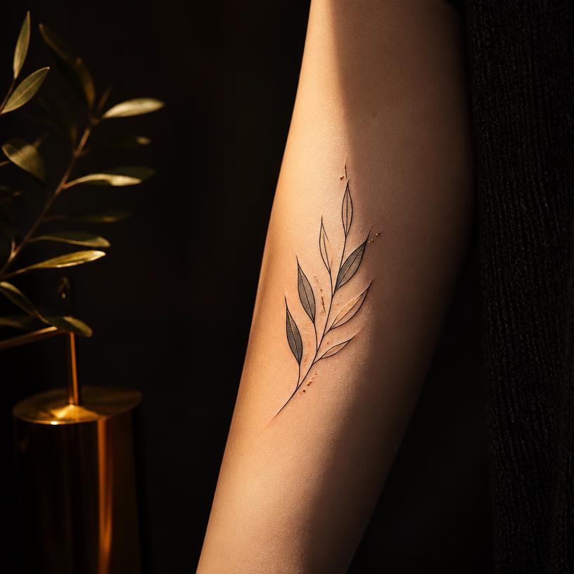 Minimalist leaf tattoo