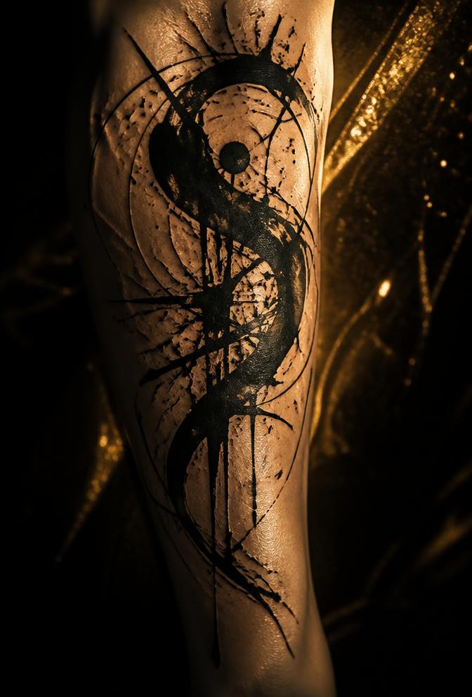 Avant-garde ink splatter tattoo